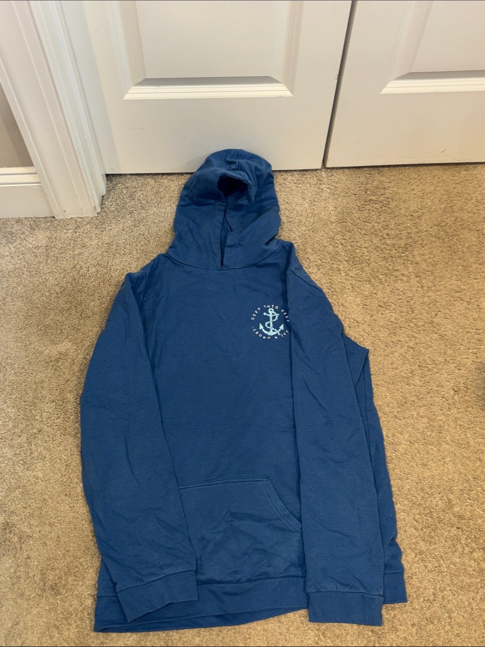Crown & Ivy Blue Hoodie with White Anchor Graphic